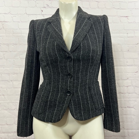 ARMANI COLLEZIONI virgin wool 3 button tailored blazer jacket Size 8 EUC 90s Y2K - Picture 1 of 17